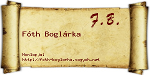 Fóth Boglárka névjegykártya
